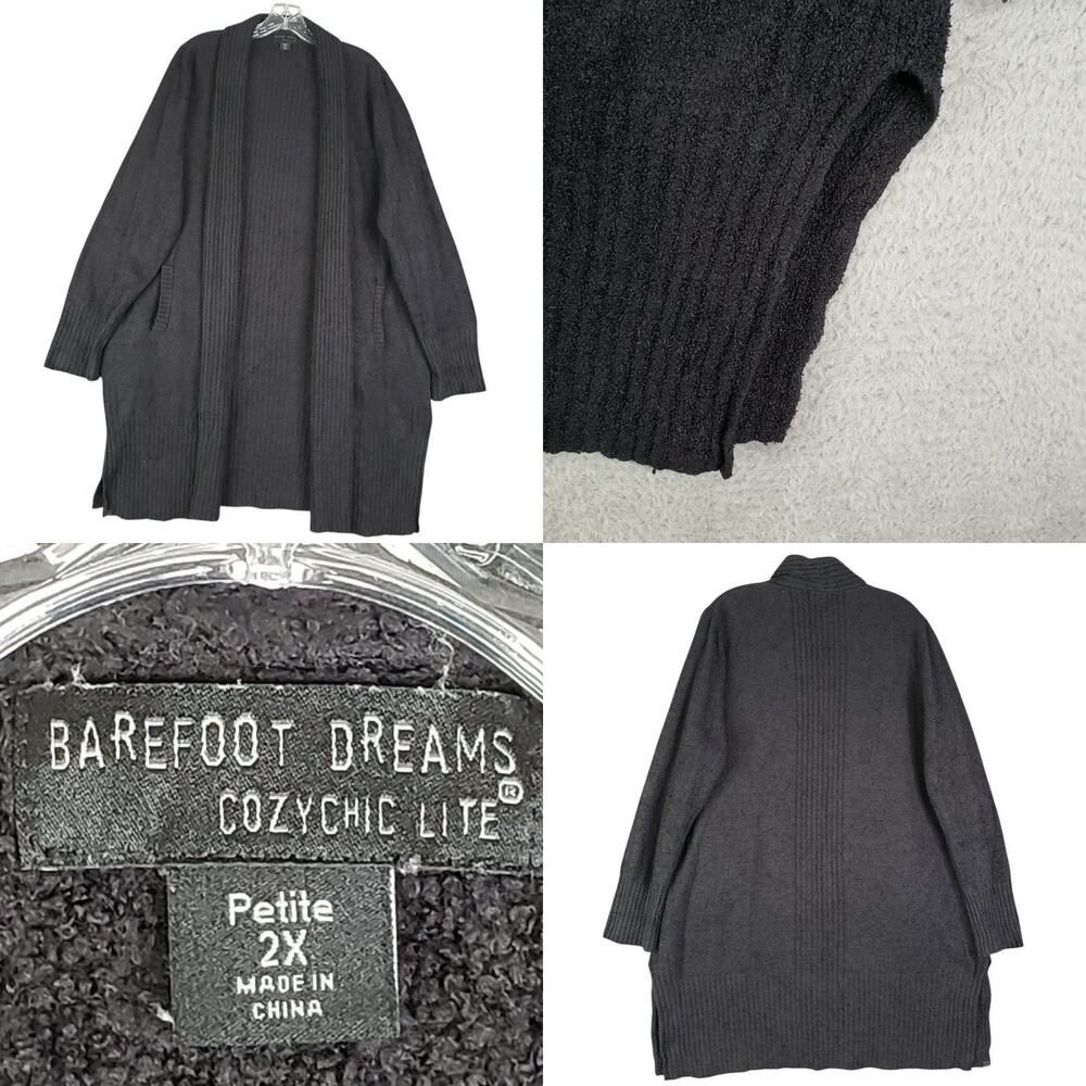 Barefoot Dreams Cardigan Sweater Cozy Chic Lite Black Women’s Plus Size 2X P